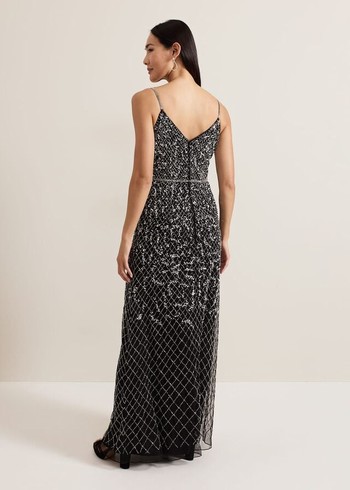 Phase Eight Alexia Sequin Embelished Dress Black Australia | NG9325016